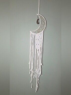 Macrame Crescent Moon Dream Catcher LED Light Boho Wall Hanging